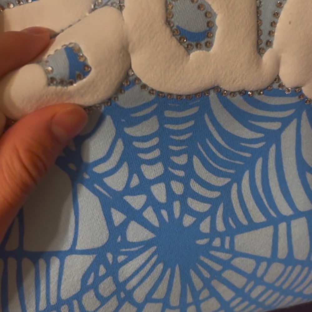 Blue and White Patterned Bag